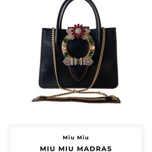 NEW Miu Miu Madras Embellished Shoulder Bag  Includes Strap and Card